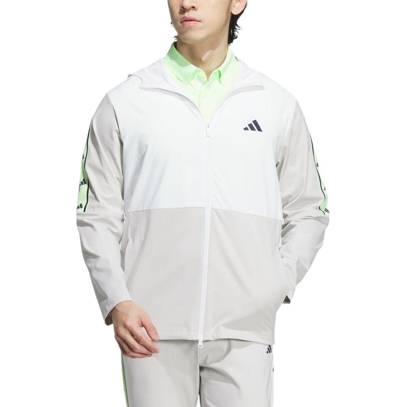 adidas Куртка с капюшоном и логотипом Color Block Print, мужская, на молнии, белая IN9008