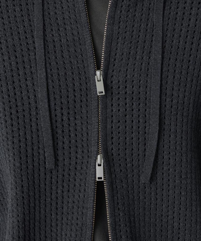 MUSINSA STANDARD Crochet Knit Hooded Zip-Up [Medium Grey]