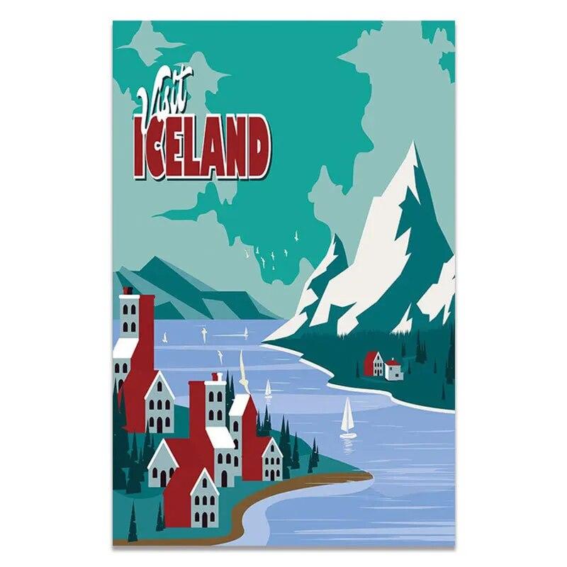 Travel City Vintage Poster Metal Tin Signs New York Paris Tokyo Landscape Retro Plaque Metal Plate Wall Art Decor for Bar Home