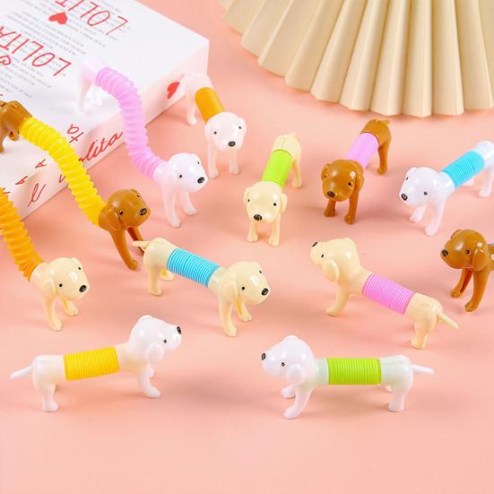Yousheng 5/10/15/20Pcs Stress Relief Telescopic Tube Dachshund Toy Dog Flexible Tube Fidget Toy Twisting Stretch Sensory Tube Party
