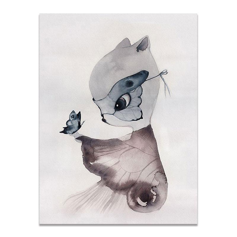 Современный скандинавский кролик для девочек, ангел, настенное искусство, мультяшная картина на холсте, спрей, цветной художественный постер, детские настенные фрески для детской комнаты
