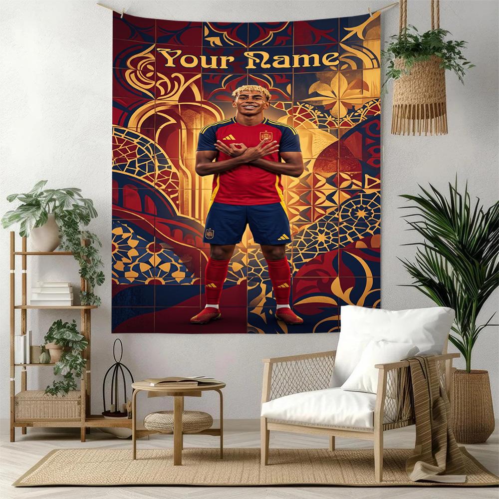 Lamin Yamal Custom Your Name Wall Decor Tapestry Art For Pet Memorial Birthdaywedding Party Backdrop Family Gift