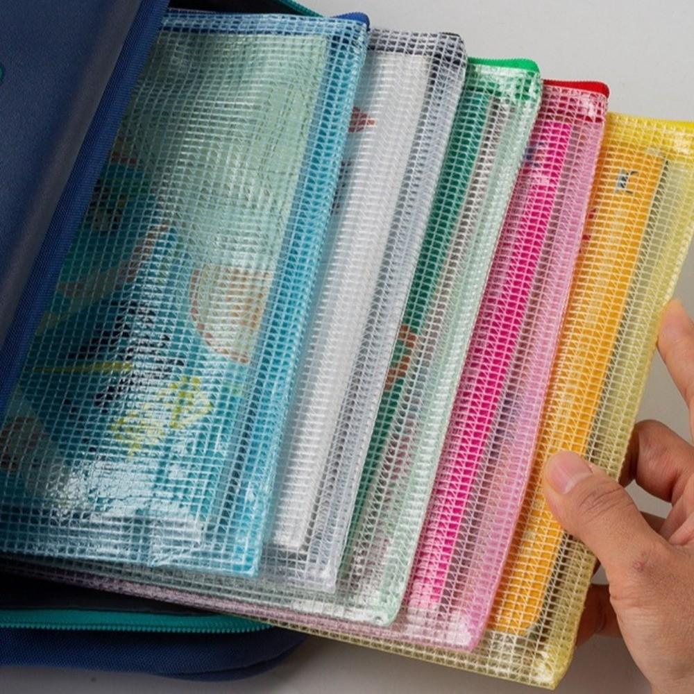 Thick Mesh Zipper Pouch Waterproof Bill Storage Bag Multipurpose Stationery Organizer Students