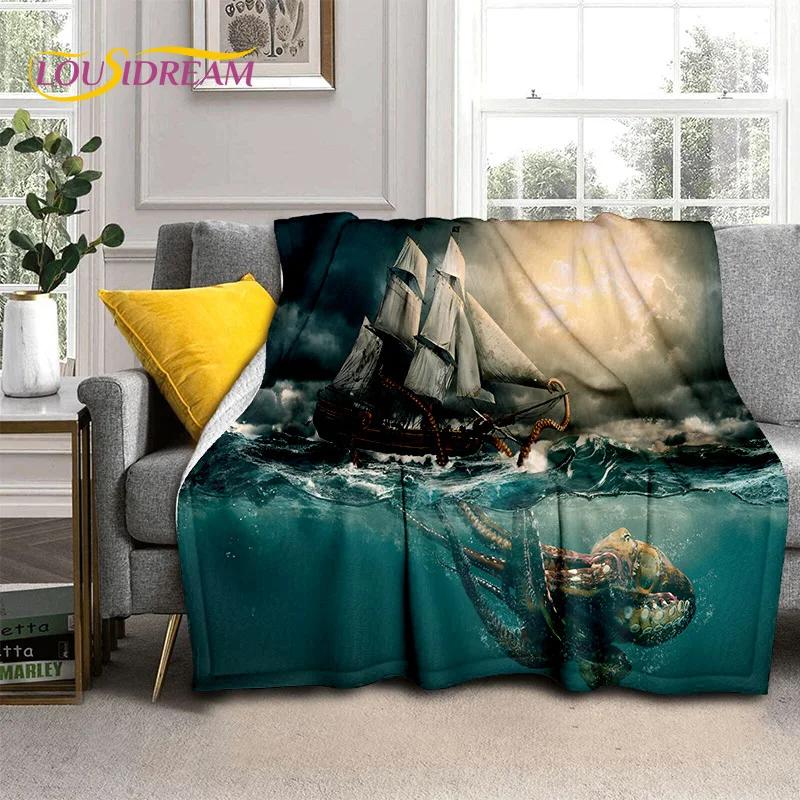 3D Пиратский корабль Лодка, Парусник, Барк Одеяло, Мягкое Одеяло-накидка для Дома Спальни Кровати Дивана Пикника Путешествий Офиса Покрывало для Детей
