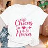 Tribu De La Novia Spanish Single Farewell Bachelorette Party T-shirts Short Sleeve O Neck Tops with Diamond Heart Arrow Graphic
