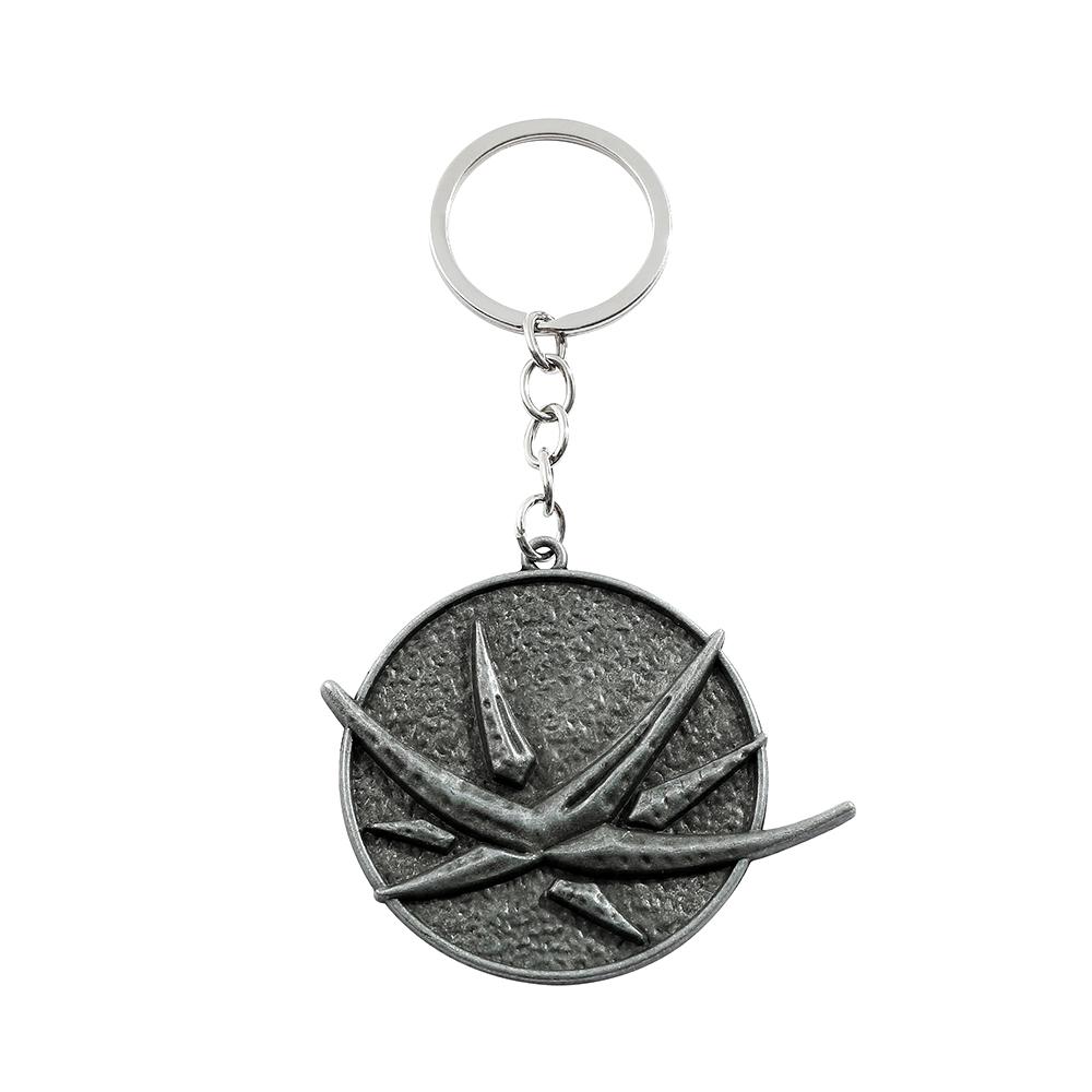 Vintage Wolf Head Keychain Game Geralt Of Rivia Medallion Wolf Metal Pendant Keyring For Men Car Accessories Gifts