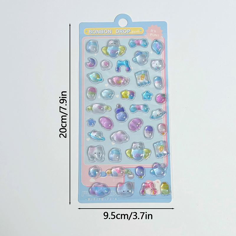 Милые 3D наклейки Мультяшные 3D Эстетичные наклейки для скрапбукинга Сделай сам Чехол для телефона Каваий Наклейки Канцелярские товары Корейские Декали Кристальная наклейка