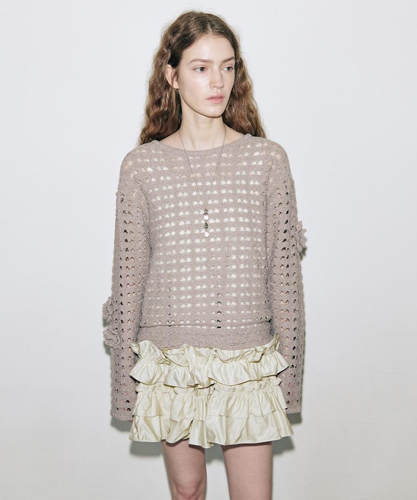 SINOON Flower Crochet Knit (Ash Brown)