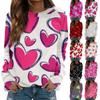 Женская модная повседневная толстовка с длинным рукавом и принтом на День святого Валентина и круглым вырезом