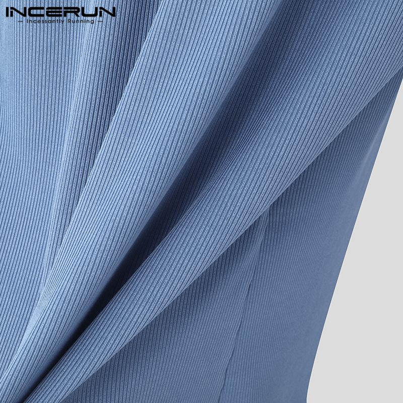 INCERUN Мужские топы с глубоким V-образным вырезом, приталенные, с длинным рукавом, нестандартные, майки