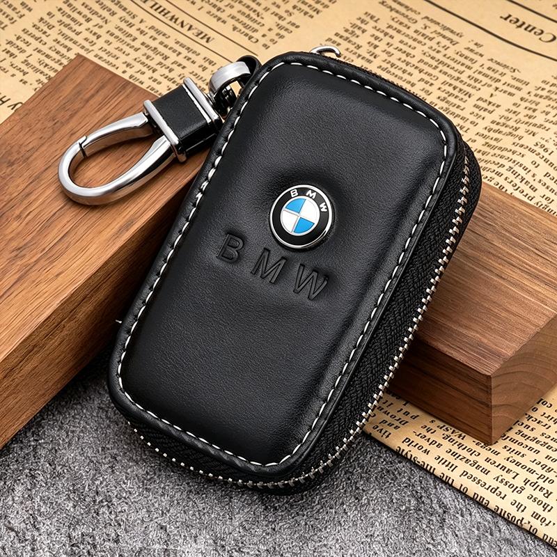BBKQ7 Leather Car Key Keychainn Pendant Holder Gift For BMW M Performance E46 G80 F48 E84 G01 F30 G11 X1 X3 X5 X6 G07 Auto Accessories