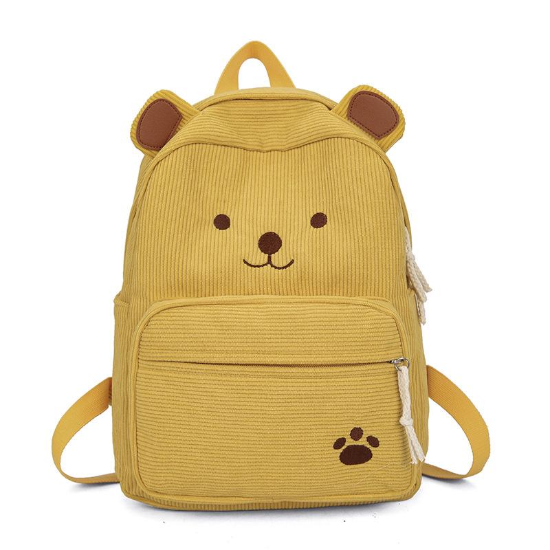 Школьная сумка Easy Bear Школьная сумка Новая Японская Милая Холщовая Коричневая Молочно-белый Медведь Большая Вместимость Универсальная Студенческая Мягкая На плечо Девочке