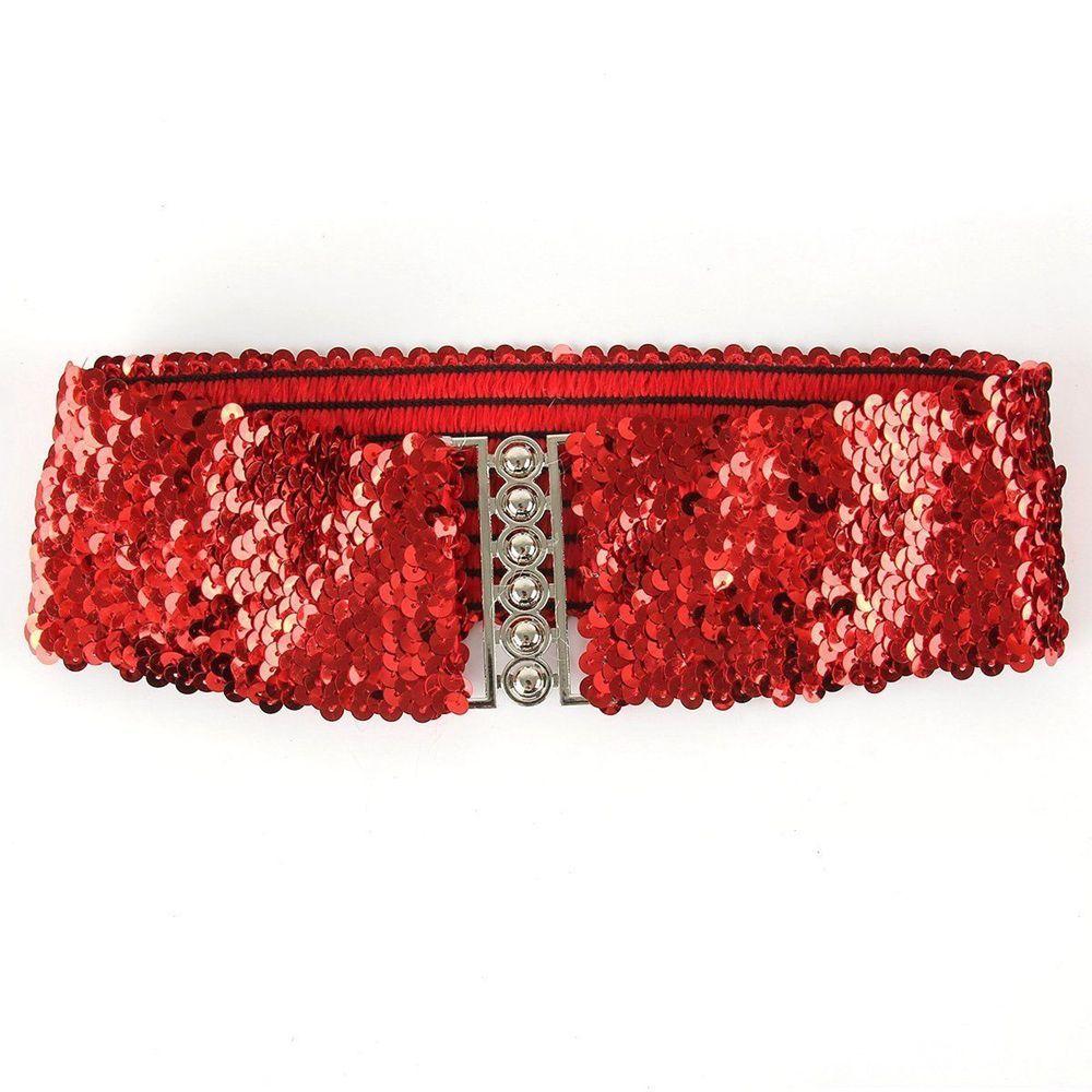 Elastic Belly Corset Sequin Belt Buckle Waistband Wide