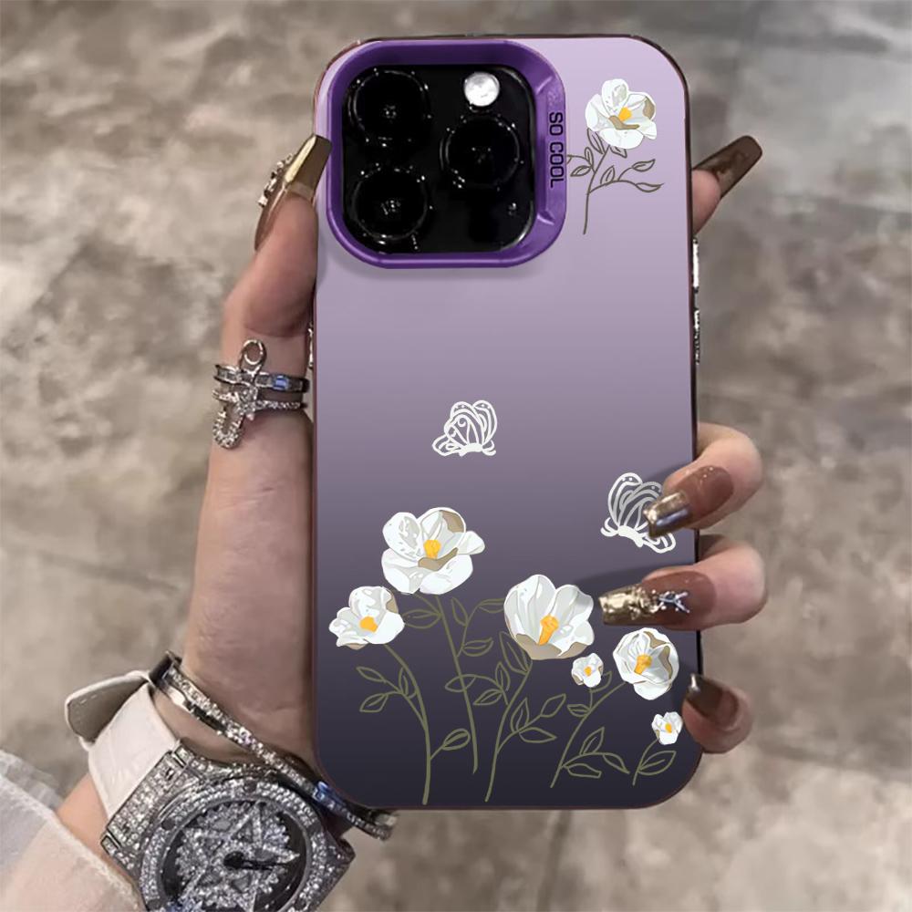Vintage Floral Butterfly IMD Phone Case For iPhone 17 Air 16 E 15 14 13 12 11 Pro Max 8 Plus X Shockproof Protective Frame Cover
