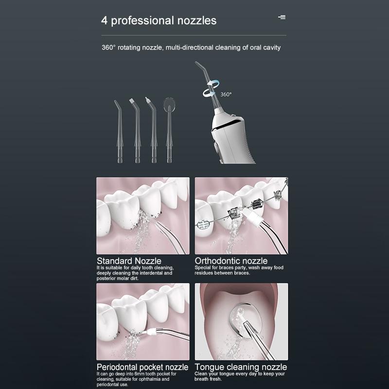 Усовершенствованная водная ирригация для зубов, десен, брекетов, ухода за зубами, перезаряжаемая для зубов, 4 режима, стоматологический ирригатор для полости рта