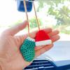 Handmade Hat and Stocking Rear View Mirror Accessories, Cute Crochet Decoration Car Mirror Hanging Accessories, Car Hanging Ornament and Bag Charm