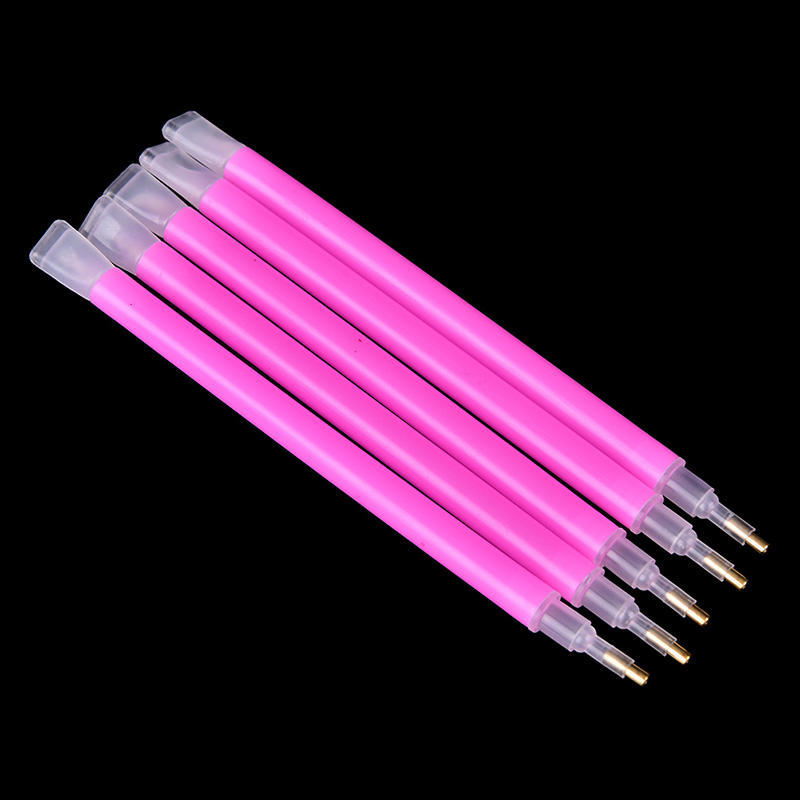 5Pcs/Set Dual-Ended Nail Art Gem Picker Pink Dotting Pen Manicure