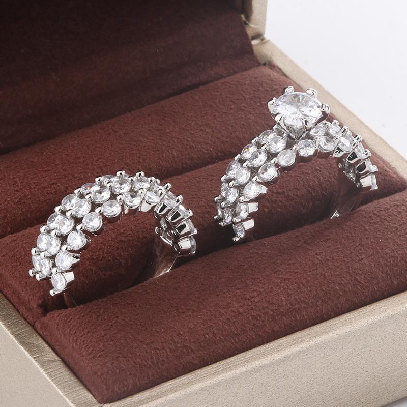 New Fashion Full Star Imitation Diamond Ring European and American Exaggerated Style Wedding Engagement Ring