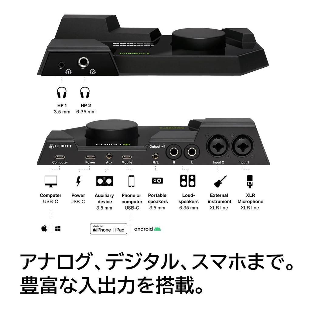 LEWITT Audio Interface USB DTM Music Production Recording Live Streaming Loopback CONNECT 6