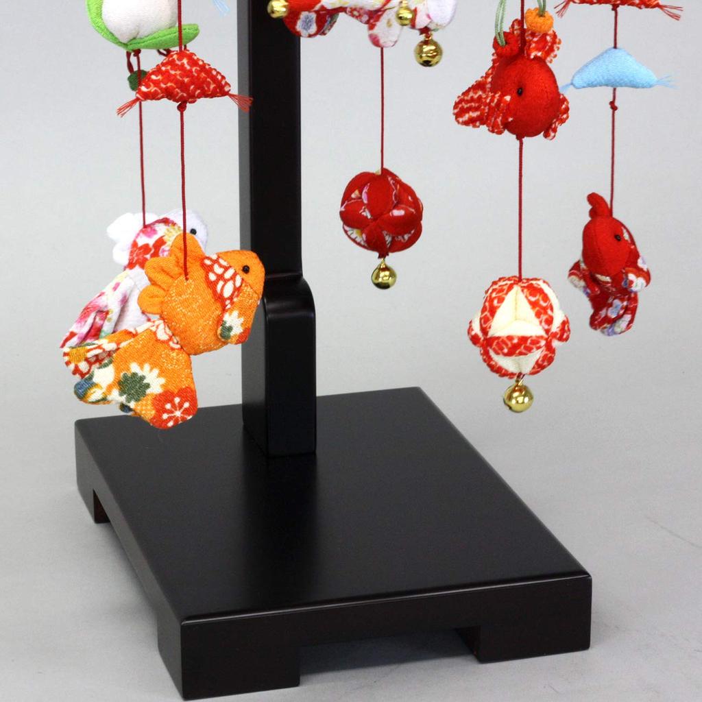 Hanging Hina Goldfish and Cherry Medium Size with Display Stand Doll, Blossoms, (90cm Tall),
