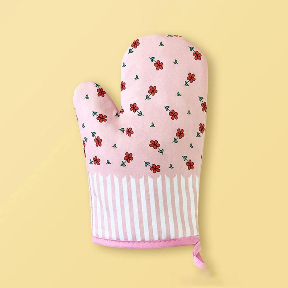 Printed Flower Dots Oven Mitts Thickened Microwave Gloves Heat Insulation Gloves High Temperature