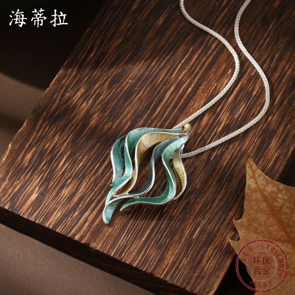 Новый эмалевый цвет полый геометрический линейный кулон женская мода высокое чувство нерегулярная линия предмет шейная цепочка