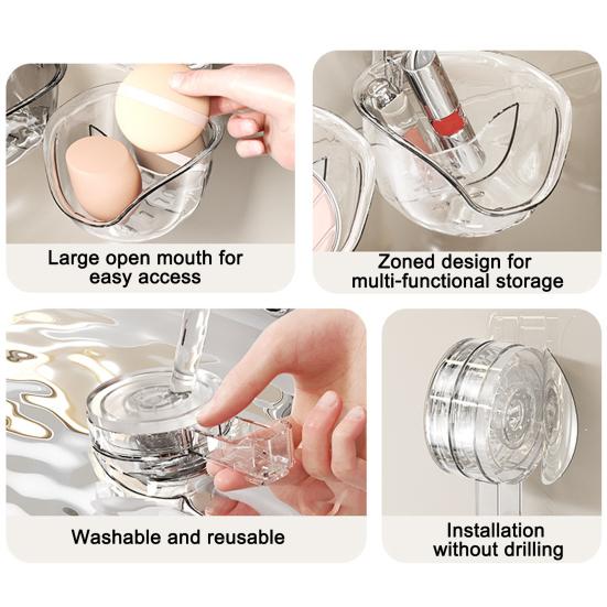 Подставка для хранения в ванной комнате Yousheng, органайзер для косметики, прочная несущая прозрачная конструкция, простая установка, настенная мыльница для душа с присоской