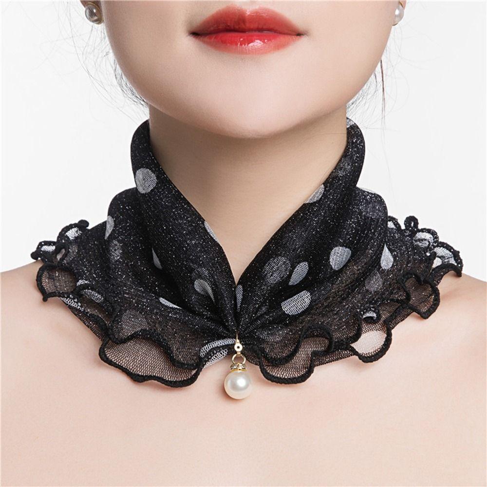 Wave point Ruffle Edge Flower Stripe Female Shawl Printed Scarf Korean Style Scarves Summer Bib