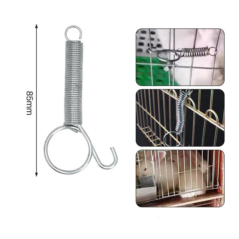 4/8Pcs Multipurpose Spring Animal Cage Latches Lock Spring Rabbit Cage Door Tension Spring With Hook For Fixing All Pet Cages