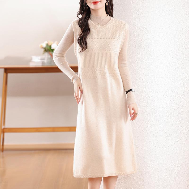 Женское кашемировое платье Qinghe кашемир 30% кашемир 70% шерсть осенне-зимняя кашемировая юбка мягкая и теплая