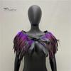 Женская шаль в готическом стиле, перьевая накидка, шарф, наплечная шаль, карнавальный костюм, винтажная шаль ручной работы с регулируемым атласным галстуком