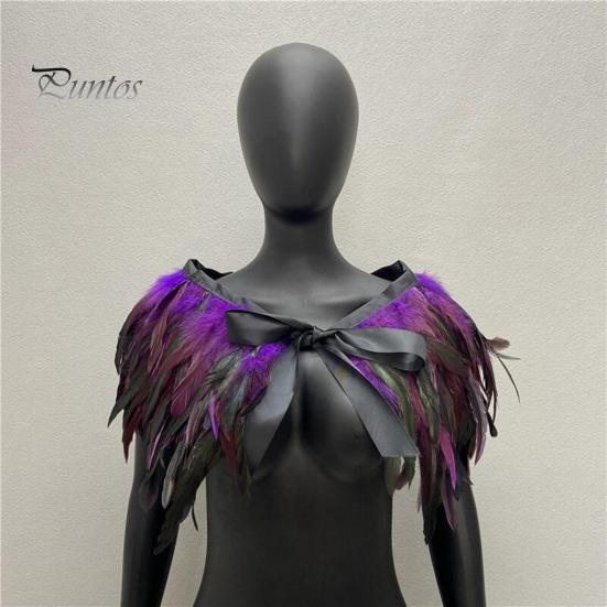 Женская шаль в готическом стиле, перьевая накидка, шарф, наплечная шаль, карнавальный костюм, винтажная шаль ручной работы с регулируемым атласным галстуком