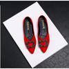 Fashion New Style Women's Suede Dyed Flats Pointed Loafers Wedding Bridesmaid Princess Dress Shoes High Quality Diamond Low Top Shoes