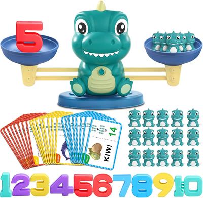 Qizebaby Динозавр Весы Игрушка Баланс Обучающая Игра Цифры Баланс Игрушка Для Научения Слов Математическая Обучающая Игрушка Настольная Игра Карточная Игра Раннее Образование