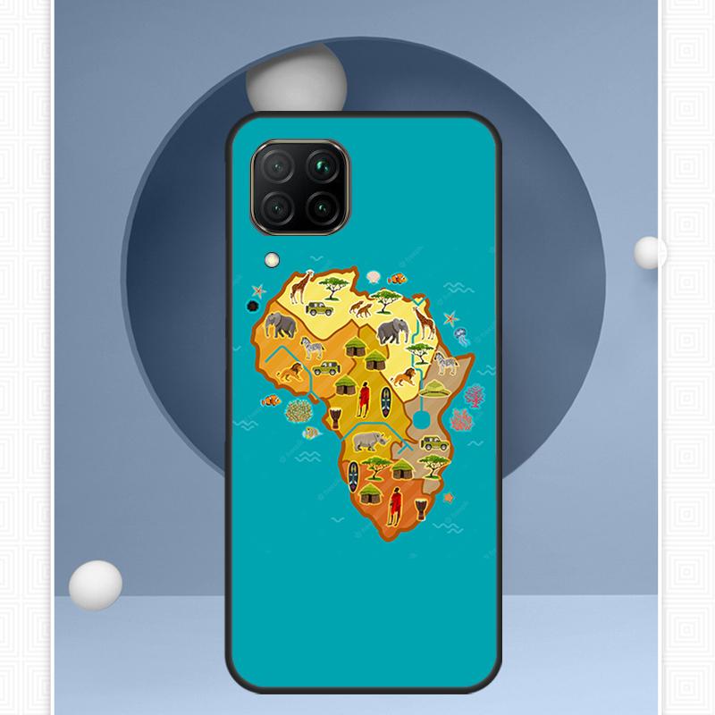 Africa Map Geography Painted For Huawei Nova 12i 12s 11i 8i Y91 Y60 Y70 Y72 Y90 Y61 9 10 SE P20 P40 Lite P30 P60 Pro Case