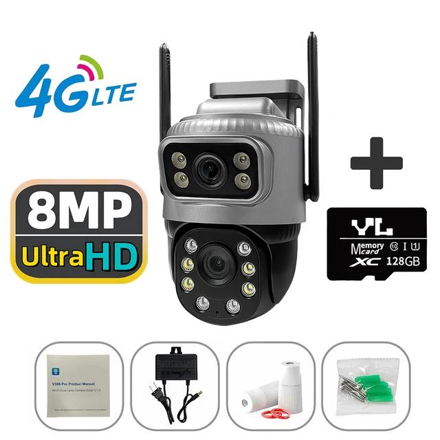 8-мегапиксельная 4K PTZ IP-камера для наружного использования с двумя объективами, двумя экранами, 4G SIM-картой, высокой четкостью, искусственным интеллектом, обнаружением человека, видеонаблюдением