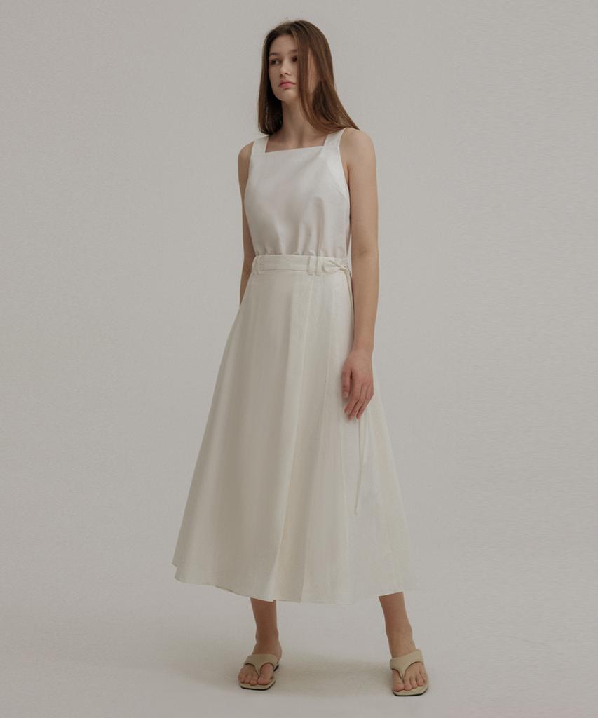 Avamolly Linen Blended Long Wrap Sk (Ivory)