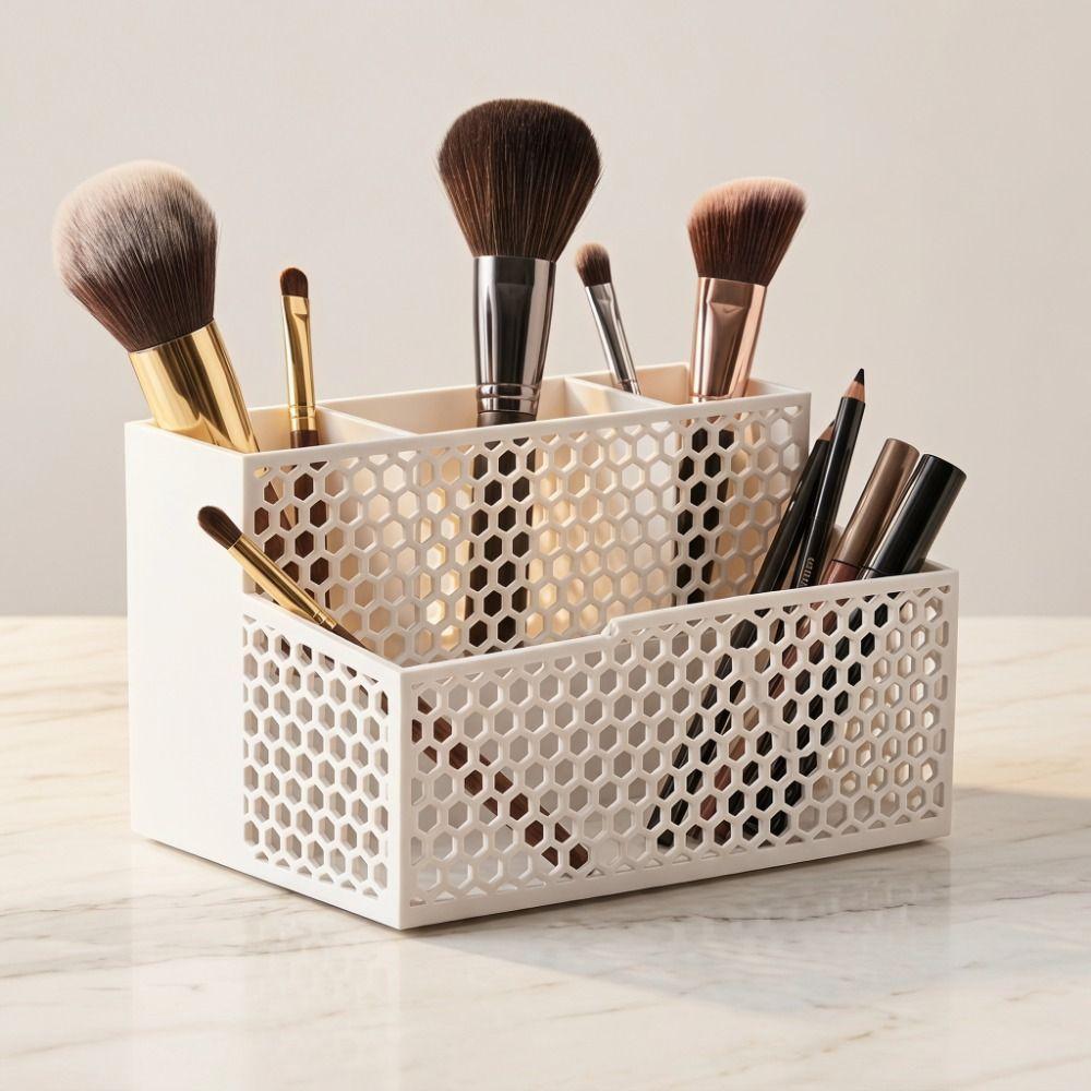 Large Capacity Storage Box Hollowed-out Pen Holder Office Supplies Makeup Holder  Desk Supplies