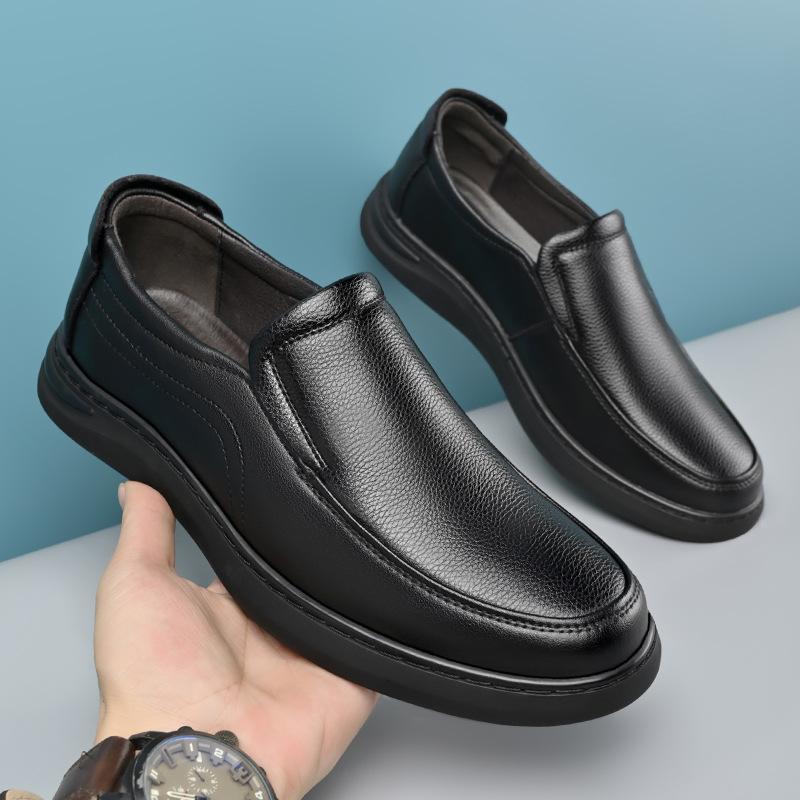 Men'S Leather Shoes Business Casual Velvet Warm Middle-Aged And Elderly Father Shoes One Pedal Driving Shoes