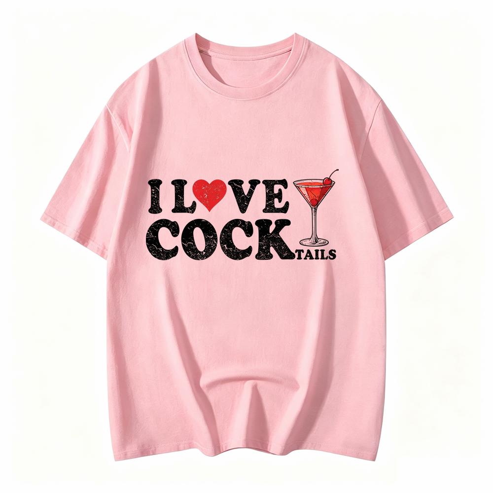 Unisexs Unisex Funny I Love Cocktails Pattern Tshirt Humorous Drinking Joke Design Printed Casual Short Sleeved Tshirt Clothing