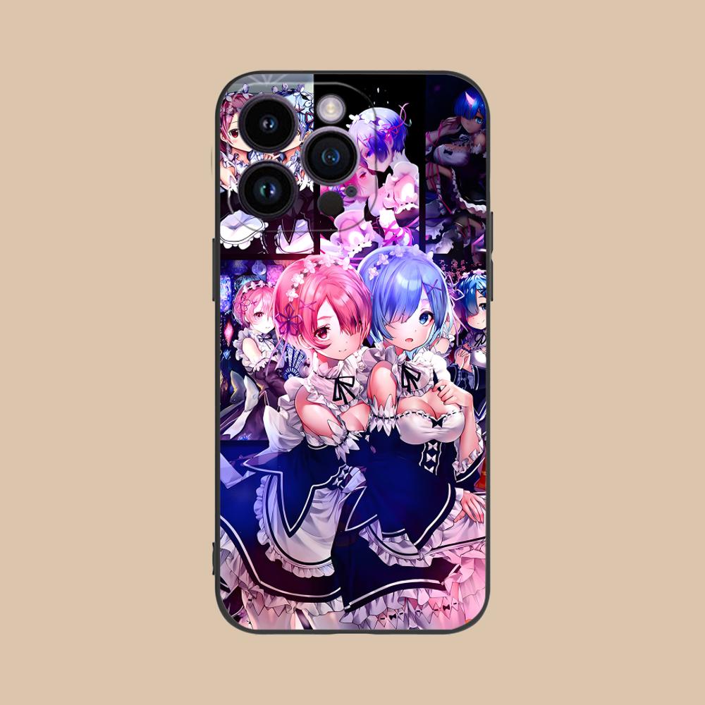 ReZero Рем Рам Матовый ТПУ Чехол для Мобильного Телефона для iPhone 17 16 15 14 13 12 11 X XR XS 8 7 Air Pro Max Plus Mini Цветная Крышка