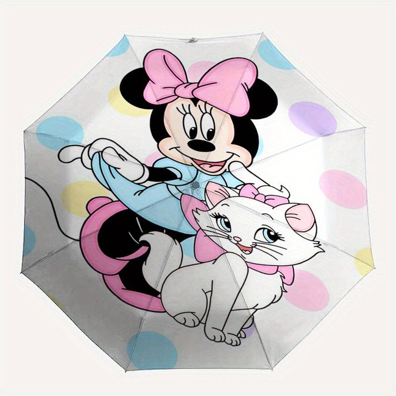 1pc Minnie Mouse,Aristocats Automatic Folding Umbrella: Compact 8-Bone Design Cartoon Outdoor Travel Companion, Business Umbrella, Christmas