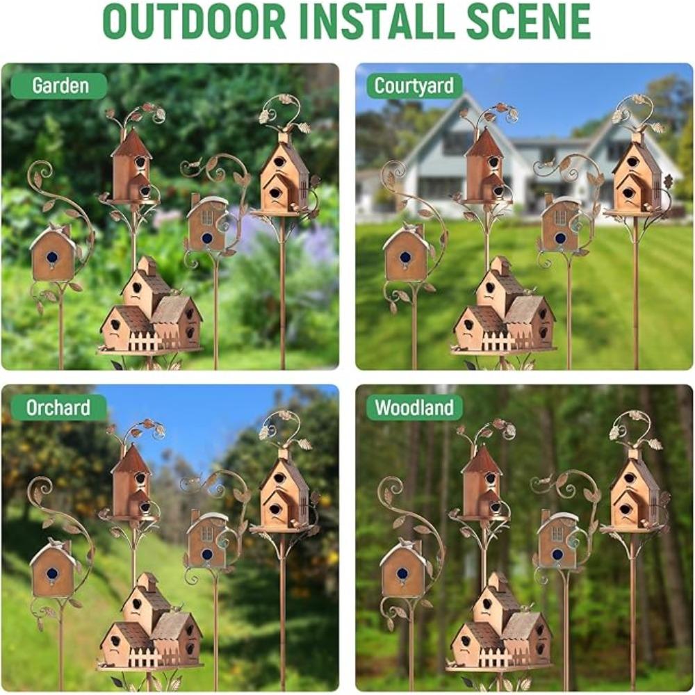 Bird House,Birdhouse Garden Stakes with Pole for Hummingbirds,Metal Birdhouse Decoration Bird Houses