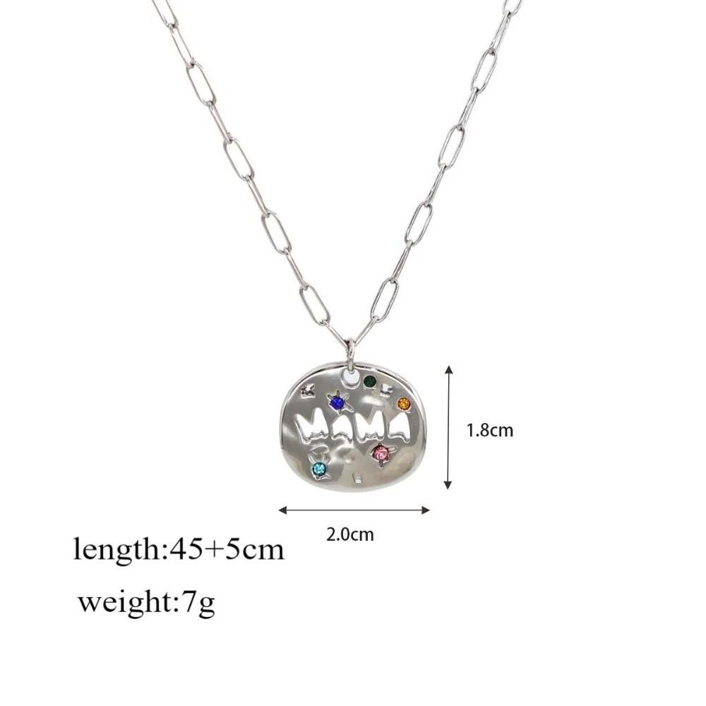 Stainless Steel Guardian Pendant Necklace Irregular Circular Pendant Necklace  For Grandma