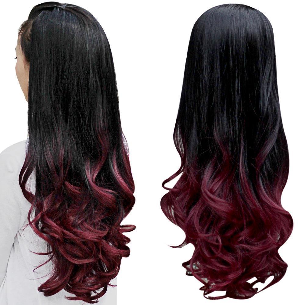 Женские длинные кудрявые волнистые полупарики термостойкие градиентного цвета премиального салонного стиля