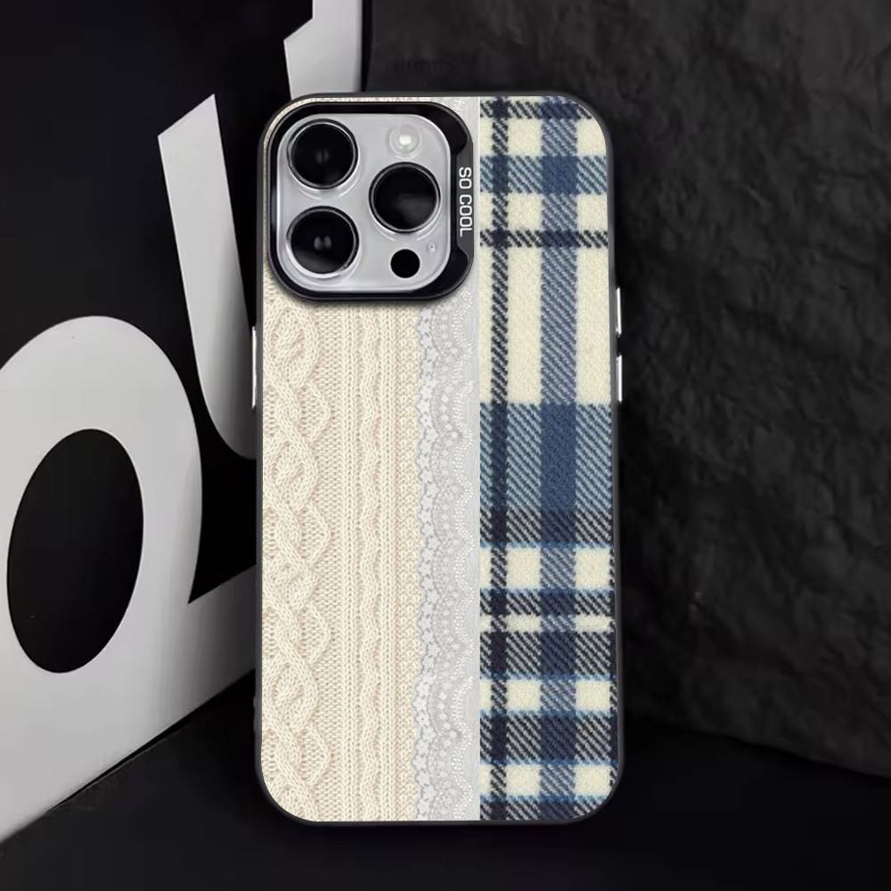 Стиль splicing grid Чехол для телефона для iPhone 17,16,15,14,13,12,11 Plus,Pro Max,XS,Цветной Посеребренный Внутренний Чехол