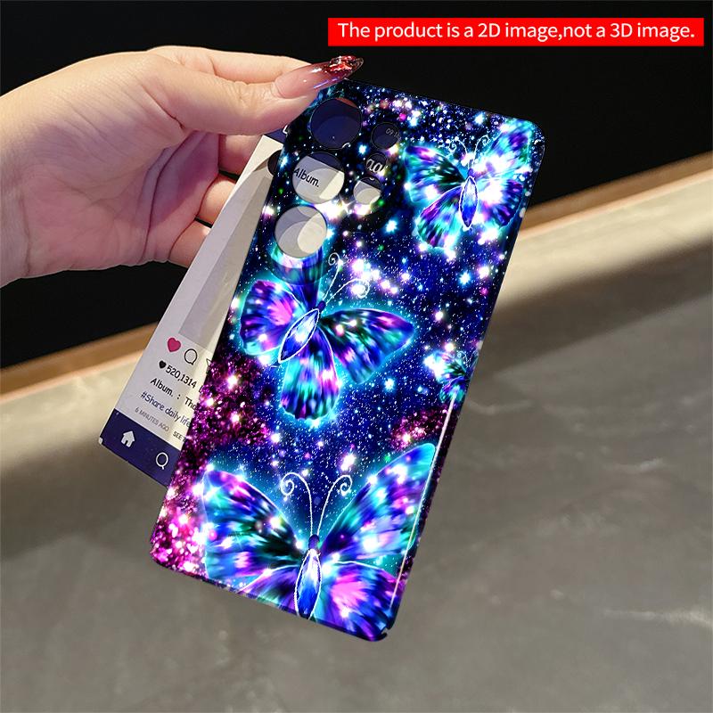 2DFlat Samsung phone case Cosmic Butterfly Glitter Galaxy Phone Case Applicable to Galaxy S23 S24 S25ULTRA S26 A12 A14 A15 A16 A54 A55