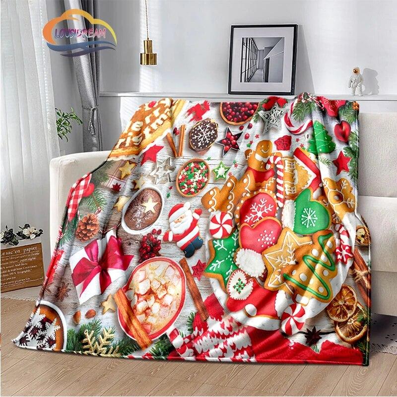 Christmas Series Flannel Cashmere Blanket Santa Pattern Comfortable Warm Sofa Bed Gift Blanket