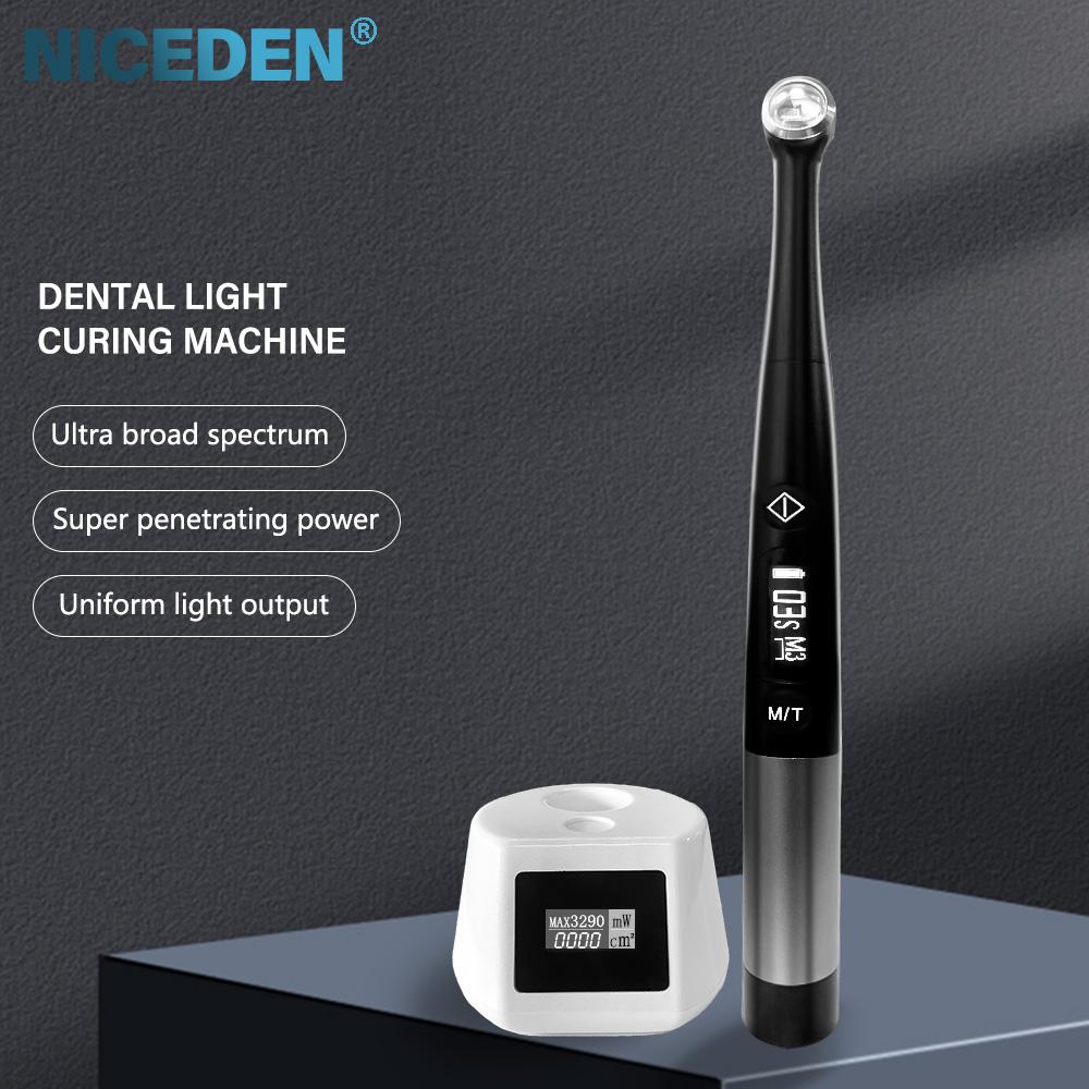 Niceden 3000 мВт/см2 стоматологическая лампа полимеризации 1 секунда высокой мощности полимеризации с 7 режимами детектора кариеса светодиодная лампа полимеризации