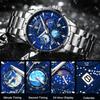 POEDAGAR Брендовые модные кварцевые часы Starry Sky Chronograph с ремешком из нержавеющей стали и кожи, водонепроницаемые, с подсветкой, мужские часы